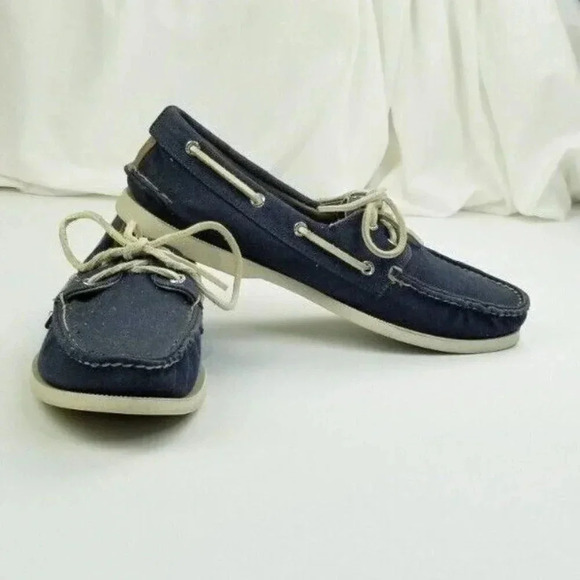 Sperry Top-Sider 11M Men's Blue Denim Sailboat & Embossed Heel Logo Boat Shoes - Picture 2 of 12